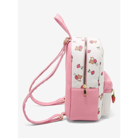Sanrio Hello Kitty Rilakkuma & Friends Pink Strawberry Mini Backpack - New - Picture 3 of 4